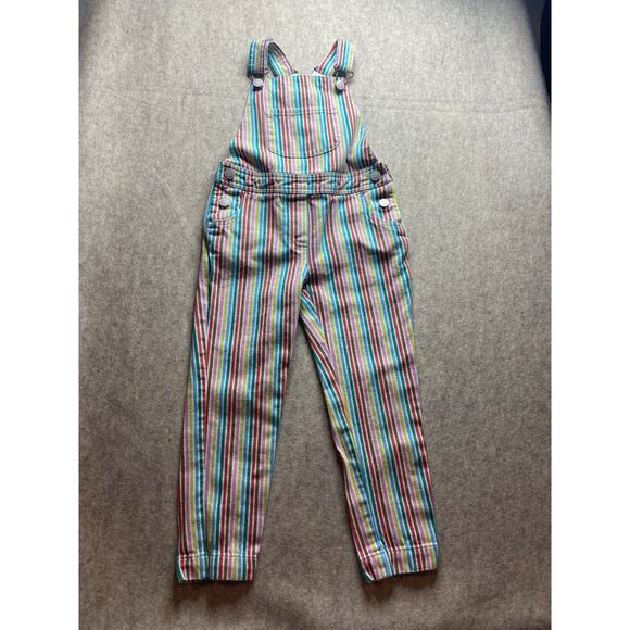 Boden Rainbow Striped Denim Old School Overalls Size 4y-5y - Picture 1 of 7